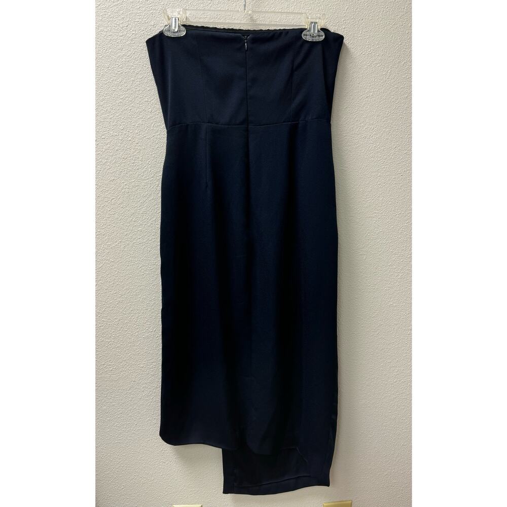Cushnie Cocktail Evening Dress Strapless Asymmetrical Hem Navy Size 6‎